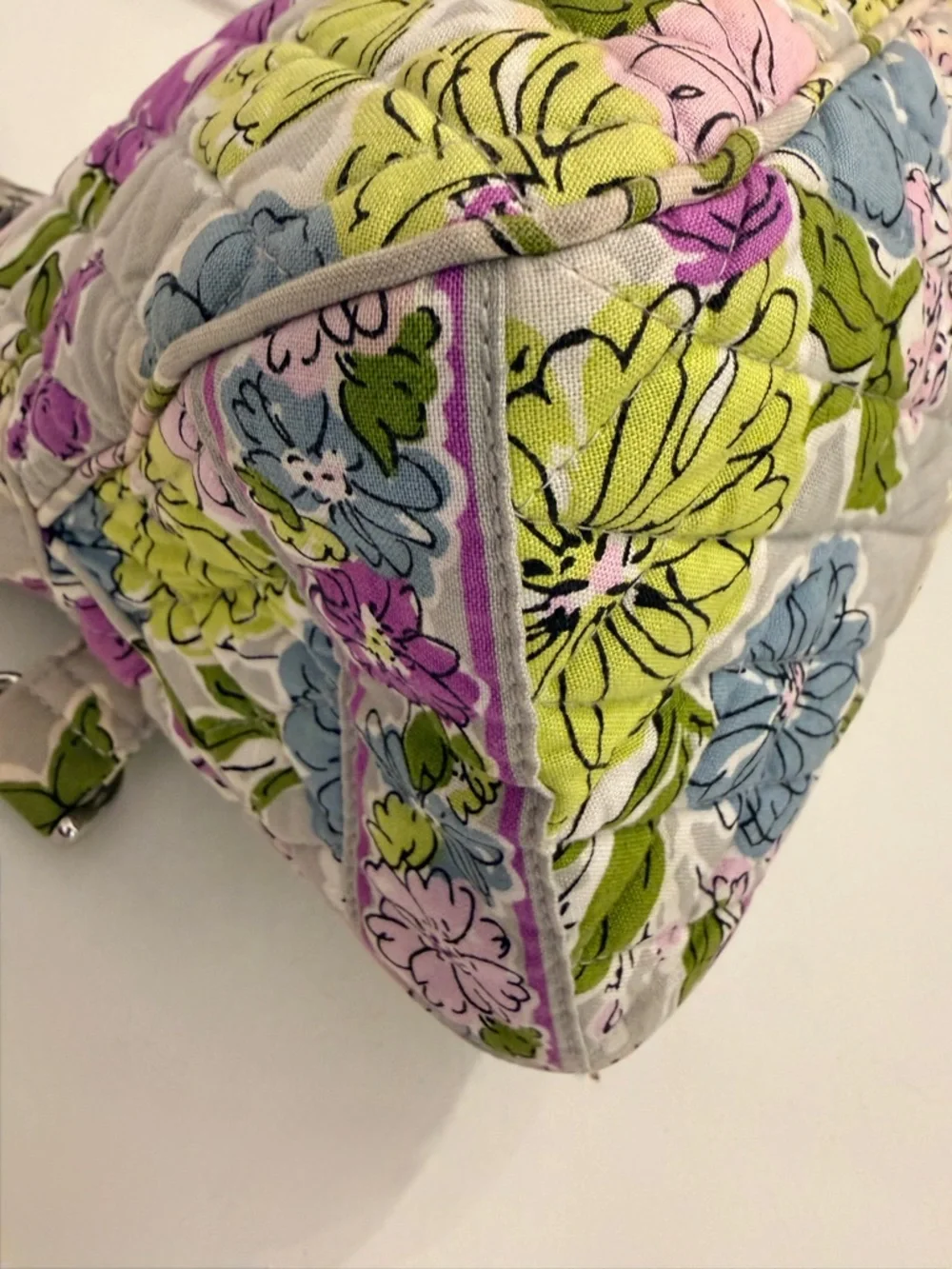 Vera Bradley Floral Quilted Satchel Bag Neutral Multi Cotton w Detachable Strap